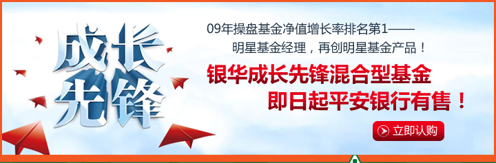 银华成长先锋混合型基金，即日起平安银行有售！09年操盘基金净值增长率排名第1——明星基金经理，再创明星基金产品！